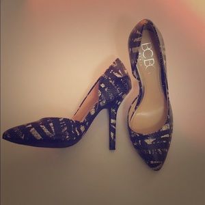BCBG Paris black and white heels